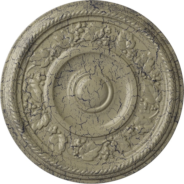 Ekena Millwork Tyrone Ceiling Medallion (Fits Canopies up to 6 3/4"), 16 1/8"OD x 3/4"P, Castle Stone Crackle CM16TYCSC - main